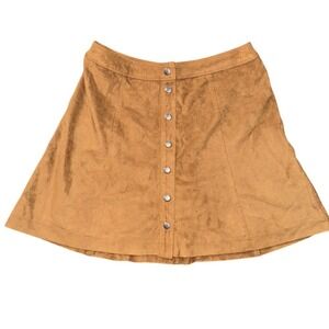 Abercrombie Fitch Suede Button Front A Line Mini Skirt‎ Camel Tan Size 4